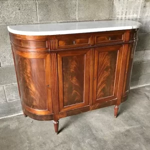Credenza Luigi XVI in Mogano con Piano in Marmo Carrara