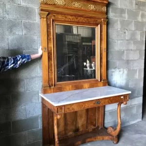 Consolle Carlo X in Noce e Marmo Bianco Carrara - Epoca '800