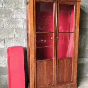 Libreria in Mogano dell'800 a 2 Ante con Vetro Originale