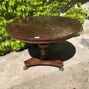 Tavolo Rotondo Carlo X in Mogano - Epoca '800 con Dorature