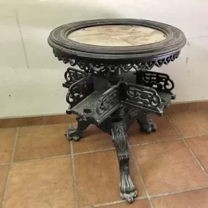 Tavolino Rotondo di Gusto Orientale in Marmo - Epoca '800