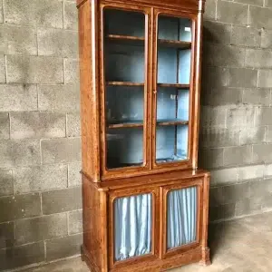 Vetrina Libreria in Mogano Fiorito con vetri soffiati - Epoca '800