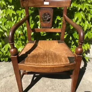 Poltrona Carlo X - '800 in Noce con Seduta Impagliata