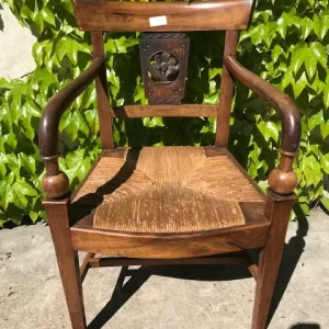 Poltrona Carlo X in Noce con Seduta Impagliata - Epoca '800