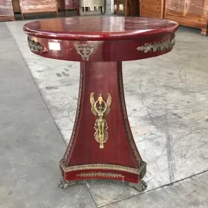 Tavolino rotondo Carlo X in mogano con bronzi