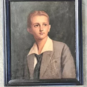 Dipinto ad Olio su Tela "Ritratto di ragazzo" - Cornice Ebanizzata