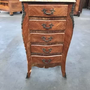 Comò Luigi XV in Piuma di Palissandro - Epoca '900 con Piano in Marmo