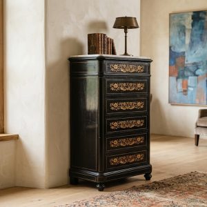 Secretaire Carlo X Olandese con Intarsi Floreali in Bosso