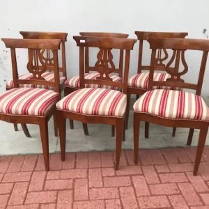 Set di 6 Sedie in Ciliegio con Schienale a Lira - Epoca '800