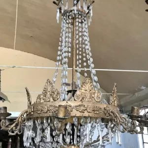 Lampadario Impero a mongolfiera - Epoca Primo '800 in cristallo
