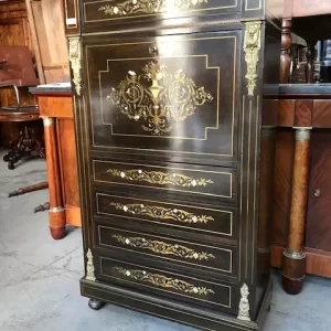Secretaire Napoleone III - Epoca 1870 in ebanizzato e intarsio
