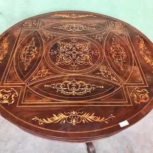Tavolo Rotondo Carlo X - Epoca '800 in Mogano Intarsiato