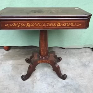 Tavolino da Gioco Carlo X in Mogano Intarsiato - Epoca '800