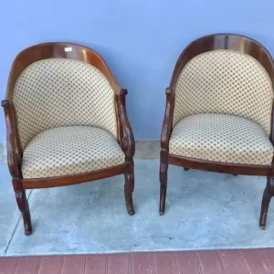 Coppia di Poltrone Carlo X a Uovo in Mogano - Epoca '800