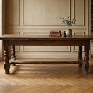 Grande Tavolo Rustico in Rovere dell'800 con Cassetto