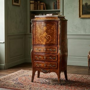 Secretaire Luigi XV in Mogano con Piano in Marmo Rosa