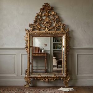 Specchiera Lombarda - Epoca '700 in Legno Intagliato Dorato
