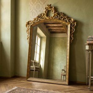 Specchiera Carlo X – Epoca '800 in Legno Intagliato e Dorato