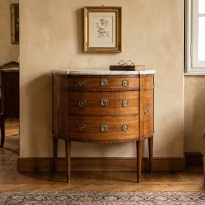 Comò Demilune Luigi XVI in Palissandro con Piano in Marmo