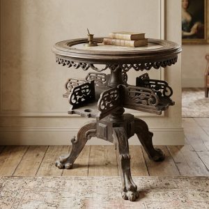 Tavolino Rotondo di Gusto Orientale in Marmo - Epoca '800