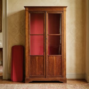Libreria in Mogano dell'800 a 2 Ante con Vetro Originale