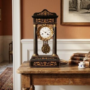 Orologio a Pendolo Impero - Epoca '800 Intarsiato in Legno
