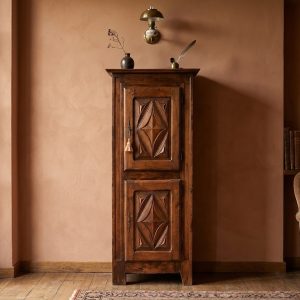 Stipo in Rovere dell'800 con Pannelli Intagliati