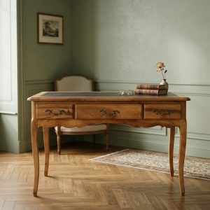 Scrittoio in Noce stile Luigi XV con piano in cuoio - Epoca 900
