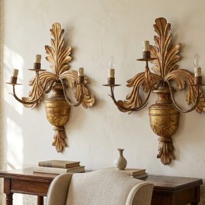 Coppia di Applique in Legno Intagliato - II metà '800 Dorato