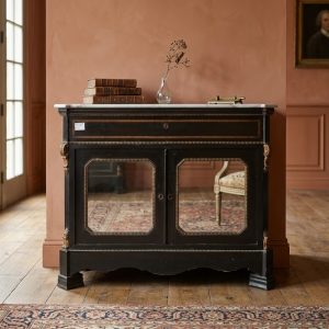 Credenza Ebanizzata Lumeggiature Oro e Piano in Marmo - Epoca '800