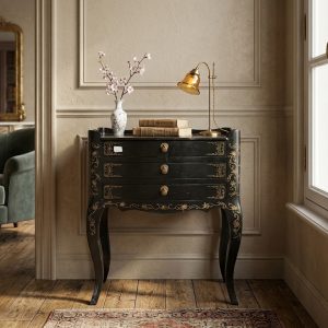 Comodino orientale in legno laccato e dipinto - Epoca 1900
