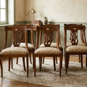 Set di 6 Sedie Gondolle in Noce - Epoca '800 con Cigni Scolpiti