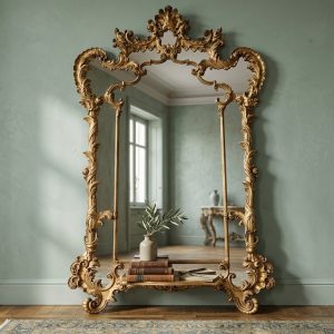 Specchiera in legno e pastiglia dorata a missione - Epoca 1920/1930