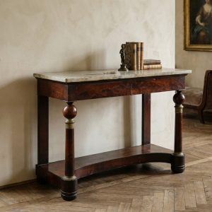 Consolle stile Impero Mogano Piuma di Mogano piano Marmo - Epoca '800