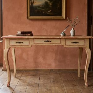 Scrittoio Laccato Bianco Panna con decori rossi - Epoca fine '800