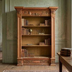 Antica Libreria '800 Laccata e Dorata a Foglia