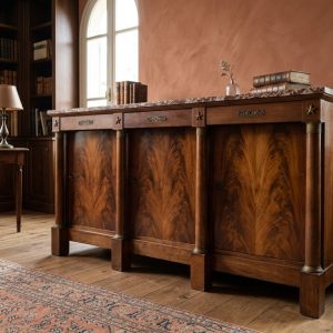 Credenza Impero a Colonna in Piuma di Mogano - Epoca '800