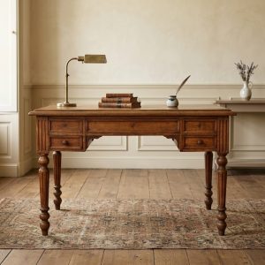 Tavolino/Scrittoio in Rovere dell'800 con 4 cassetti