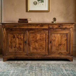 Credenza in Noce e Radica di Olmo, Tre Porte - Epoca 1800