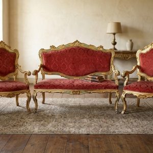 Poltrona e Divano Luigi XV - Epoca fine '800 in Lacca Veneziana
