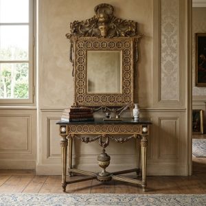 Consolle Luigi XVI Specchiera Legno intagliato e Dorato - Epoca 1780