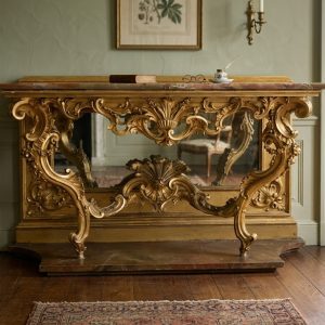 Consolle Luigi XIV in Legno Intagliato e Dorato a Foglia - Epoca '700