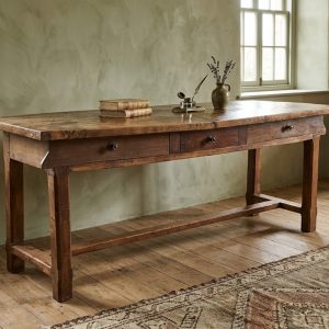 Tavolo rustico in legno di frutto - Epoca 1800 con cassetti
