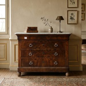 Cassettone Carlo X – Epoca '800 in Noce e Piuma di Noce
