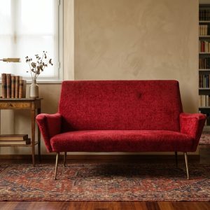 Divano Vintage a 2 posti - Anni '70 in velluto rosso