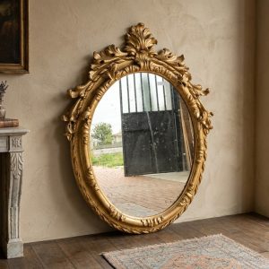 Specchiera Ovale Carlo X - Epoca '800 in Legno Intagliato