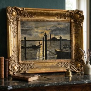 Dipinto ad Olio su Tavola - Epoca primo '900 "Laguna di Venezia"