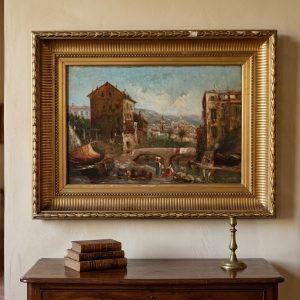Dipinto ad Olio su Legno - Epoca fine '800 "Borgo Francese"