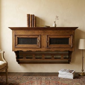 Piattaia a muro in legno di rovere del 1800