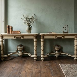 Coppia Consolle Luigi XVI legno intagliato dorato - Epoca '700/primo '800